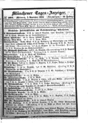 Münchener Tages-Anzeiger Mittwoch 1. November 1854