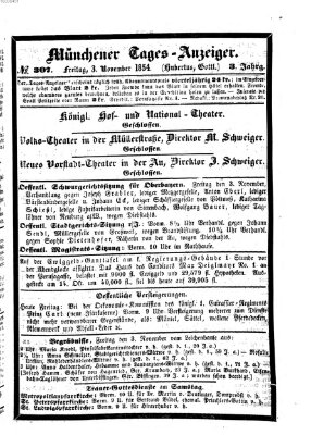 Münchener Tages-Anzeiger Freitag 3. November 1854