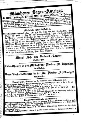 Münchener Tages-Anzeiger Sonntag 5. November 1854