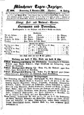 Münchener Tages-Anzeiger Donnerstag 9. November 1854