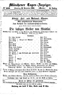 Münchener Tages-Anzeiger Sonntag 12. November 1854