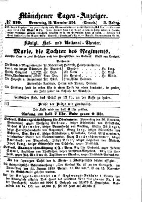 Münchener Tages-Anzeiger Donnerstag 16. November 1854