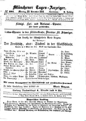 Münchener Tages-Anzeiger Montag 20. November 1854