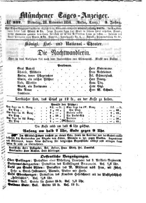 Münchener Tages-Anzeiger Dienstag 28. November 1854