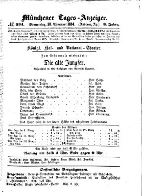 Münchener Tages-Anzeiger Donnerstag 30. November 1854