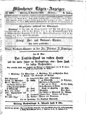 Münchener Tages-Anzeiger Montag 4. Dezember 1854