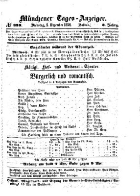 Münchener Tages-Anzeiger Dienstag 5. Dezember 1854