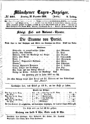 Münchener Tages-Anzeiger Sonntag 10. Dezember 1854