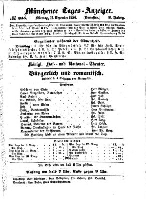 Münchener Tages-Anzeiger Montag 11. Dezember 1854