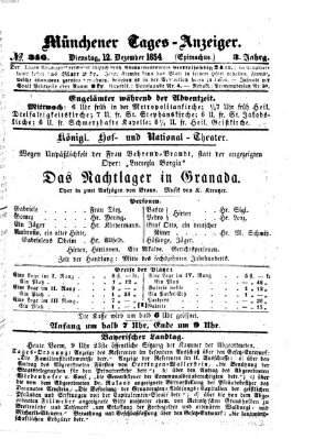 Münchener Tages-Anzeiger Dienstag 12. Dezember 1854