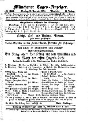 Münchener Tages-Anzeiger Montag 18. Dezember 1854