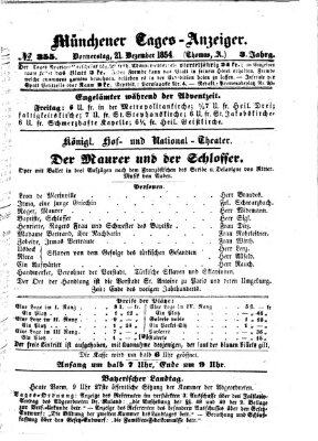 Münchener Tages-Anzeiger Donnerstag 21. Dezember 1854