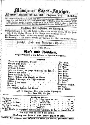 Münchener Tages-Anzeiger Mittwoch 27. Dezember 1854