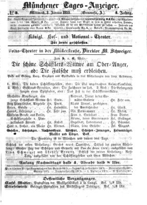 Münchener Tages-Anzeiger Mittwoch 3. Januar 1855