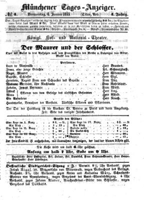 Münchener Tages-Anzeiger Donnerstag 4. Januar 1855