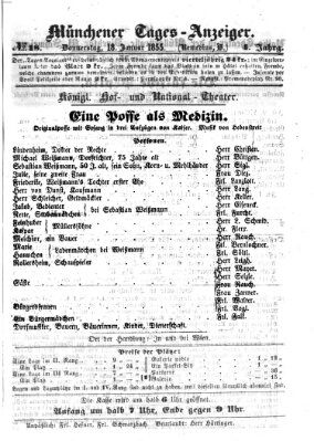 Münchener Tages-Anzeiger Donnerstag 18. Januar 1855