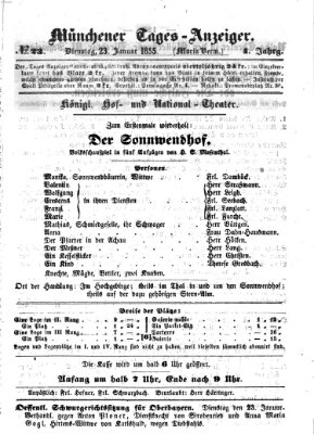 Münchener Tages-Anzeiger Dienstag 23. Januar 1855