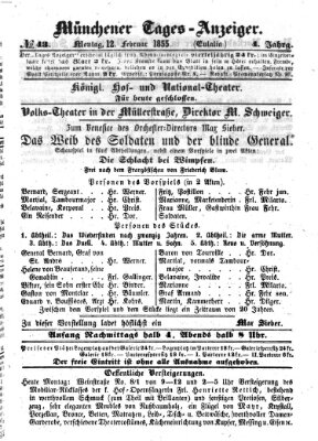 Münchener Tages-Anzeiger Montag 12. Februar 1855