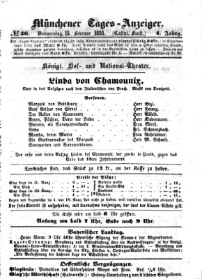 Münchener Tages-Anzeiger Donnerstag 15. Februar 1855