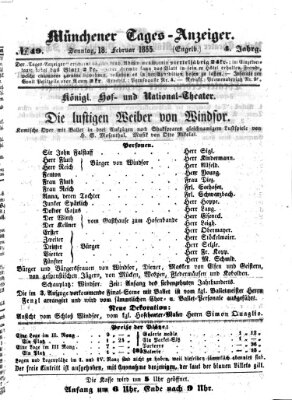 Münchener Tages-Anzeiger Sonntag 18. Februar 1855