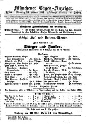 Münchener Tages-Anzeiger Dienstag 20. Februar 1855