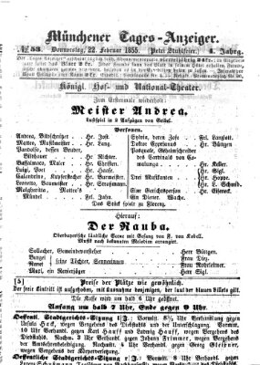 Münchener Tages-Anzeiger Donnerstag 22. Februar 1855