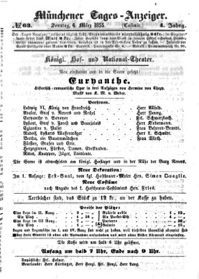 Münchener Tages-Anzeiger Sonntag 4. März 1855