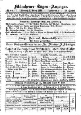 Münchener Tages-Anzeiger Montag 5. März 1855