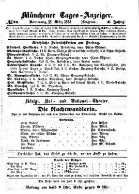 Münchener Tages-Anzeiger Donnerstag 15. März 1855