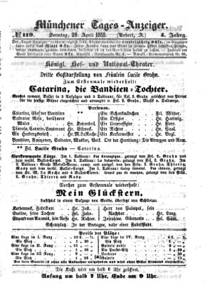 Münchener Tages-Anzeiger Sonntag 29. April 1855