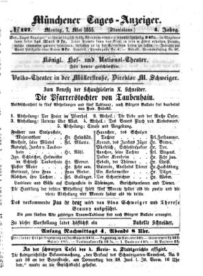 Münchener Tages-Anzeiger Montag 7. Mai 1855