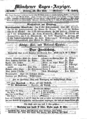 Münchener Tages-Anzeiger Sonntag 20. Mai 1855