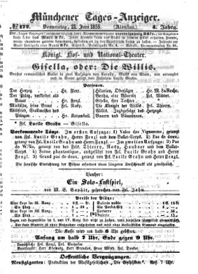 Münchener Tages-Anzeiger Donnerstag 21. Juni 1855