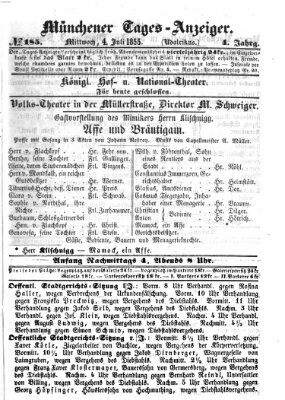 Münchener Tages-Anzeiger Mittwoch 4. Juli 1855