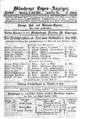 Münchener Tages-Anzeiger Montag 9. Juli 1855