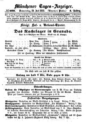 Münchener Tages-Anzeiger Donnerstag 19. Juli 1855