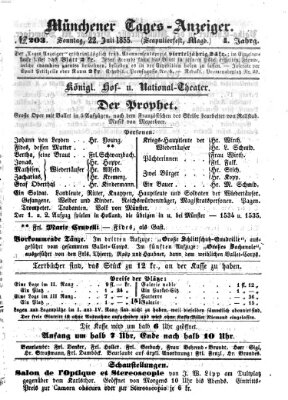 Münchener Tages-Anzeiger Sonntag 22. Juli 1855