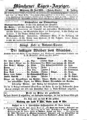 Münchener Tages-Anzeiger Mittwoch 25. Juli 1855