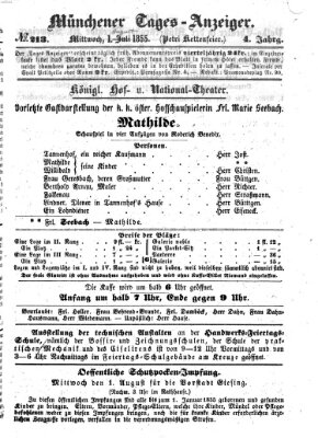 Münchener Tages-Anzeiger Mittwoch 1. August 1855