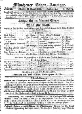 Münchener Tages-Anzeiger Montag 13. August 1855