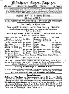 Münchener Tages-Anzeiger Montag 20. August 1855