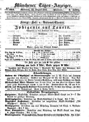 Münchener Tages-Anzeiger Mittwoch 22. August 1855