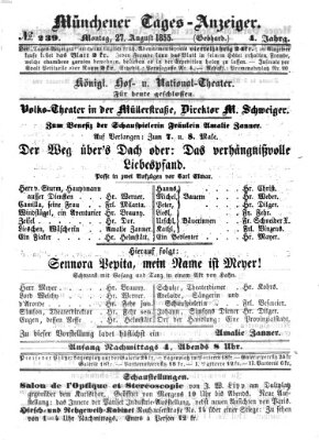 Münchener Tages-Anzeiger Montag 27. August 1855