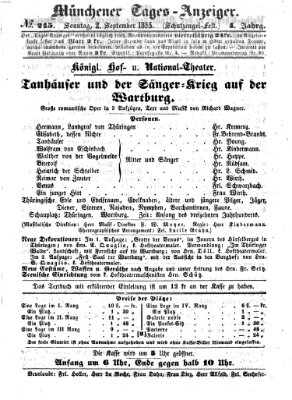 Münchener Tages-Anzeiger Sonntag 2. September 1855