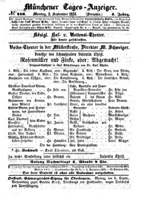 Münchener Tages-Anzeiger Montag 3. September 1855