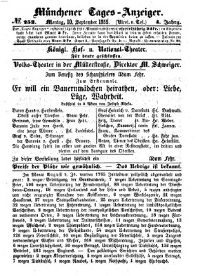 Münchener Tages-Anzeiger Montag 10. September 1855