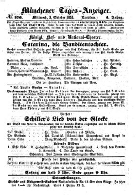 Münchener Tages-Anzeiger Mittwoch 3. Oktober 1855
