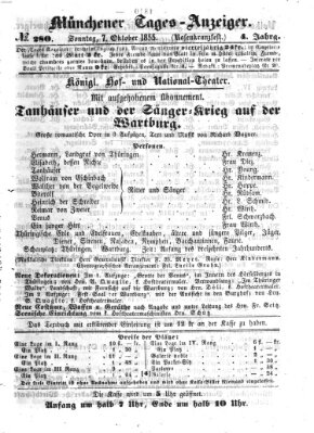 Münchener Tages-Anzeiger Sonntag 7. Oktober 1855