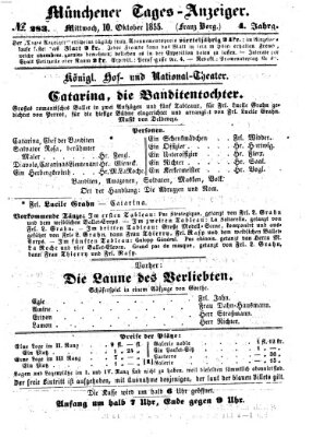 Münchener Tages-Anzeiger Mittwoch 10. Oktober 1855