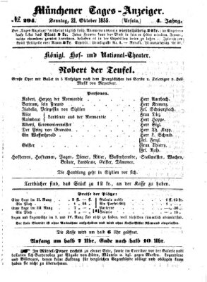 Münchener Tages-Anzeiger Sonntag 21. Oktober 1855